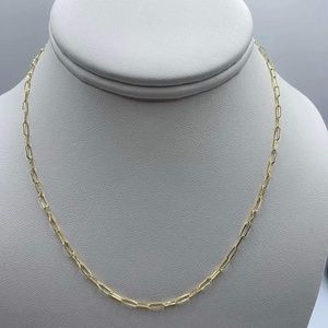 Brand New 10K Stamped Yellow Gold, 2.1mm Paperclip Solid Chain 16"